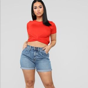 On Edge High Rise Shorts - Medium Blue Wash